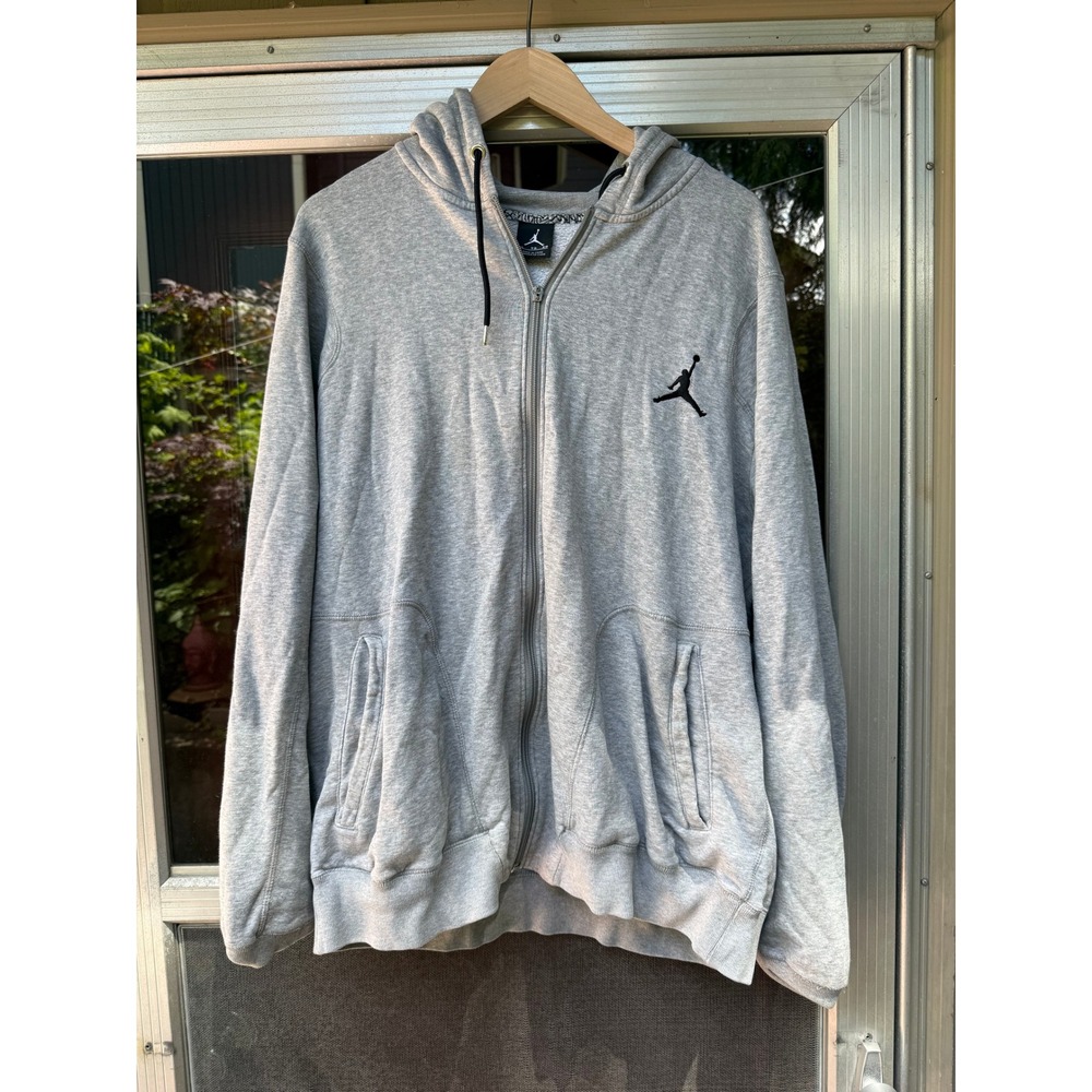 Jordan Hoodie Mens XL Gray Full Zip Jumpman Elephant Print Fleece Sweatshirt